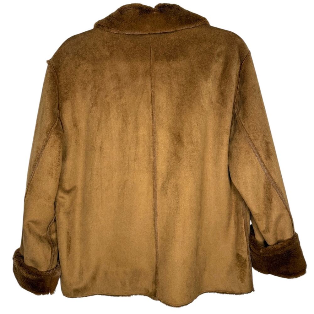 Brandon Thomas Reversible Faux Suede and Faux Fur Coat Size Large Chestnut Brown - Picture 4 of 11